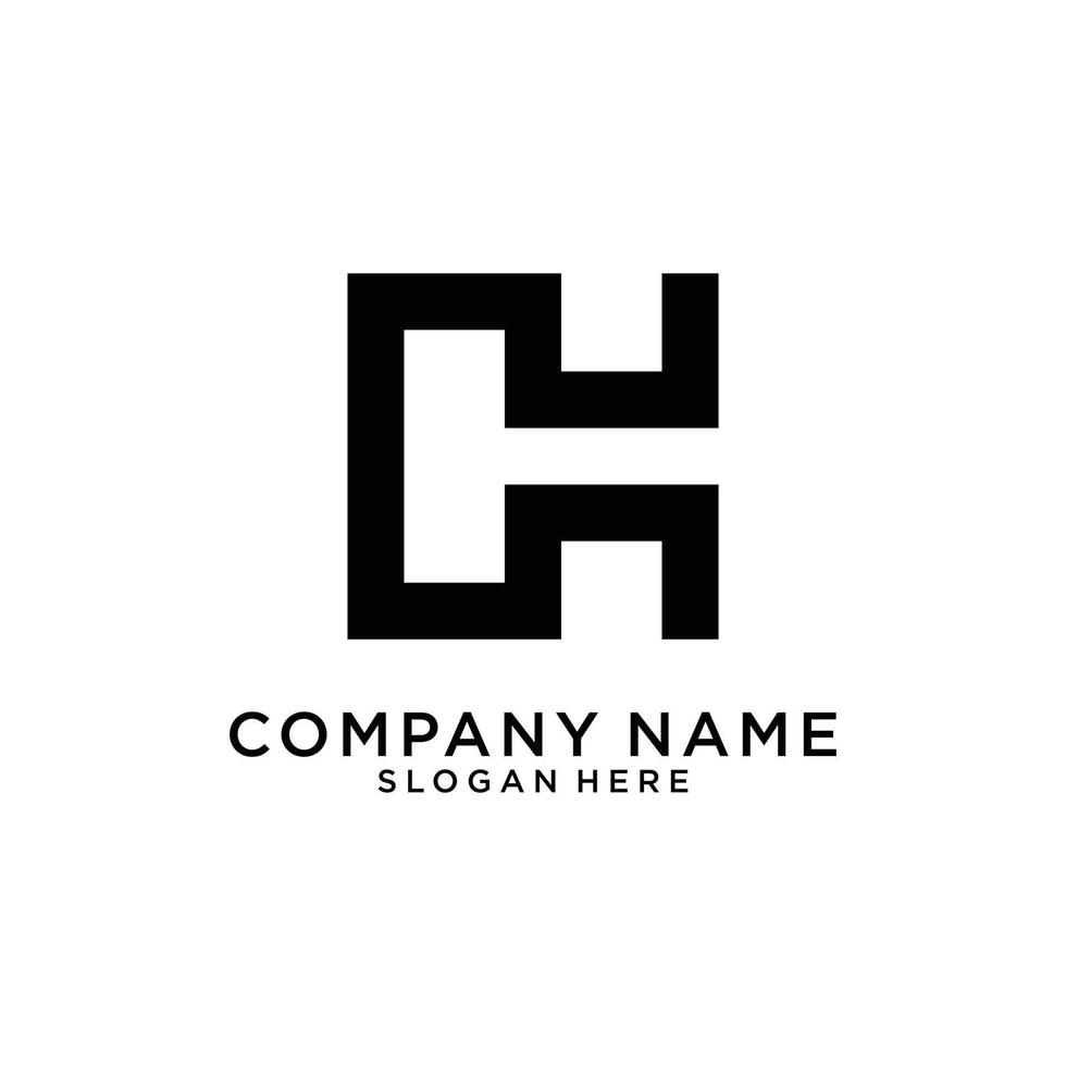 ch ou hc vetor de design de logotipo de letra inicial.