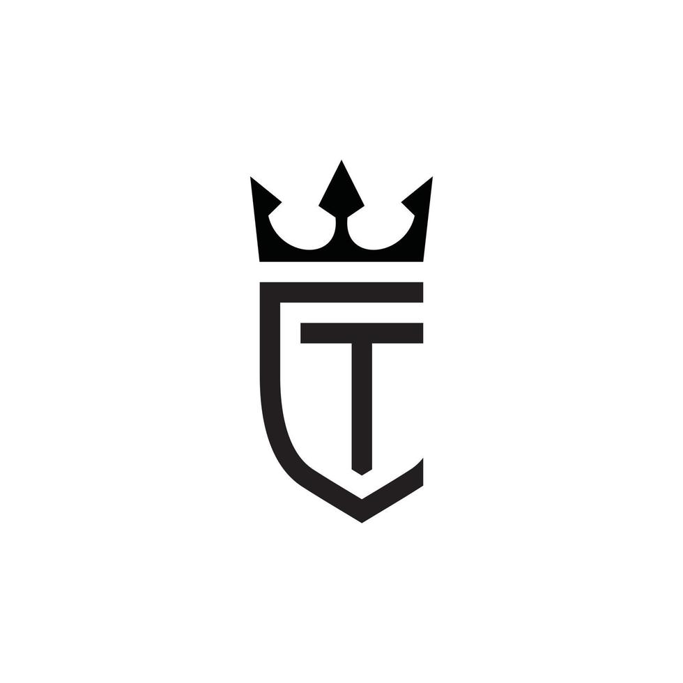carta logotipo ct ou tc com vetor de ícone de coroa.