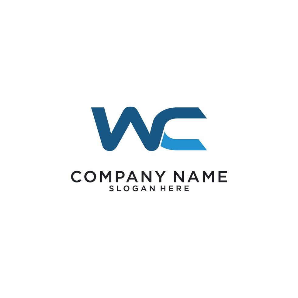 conceito de design de logotipo de letra inicial wc ou cw. vetor