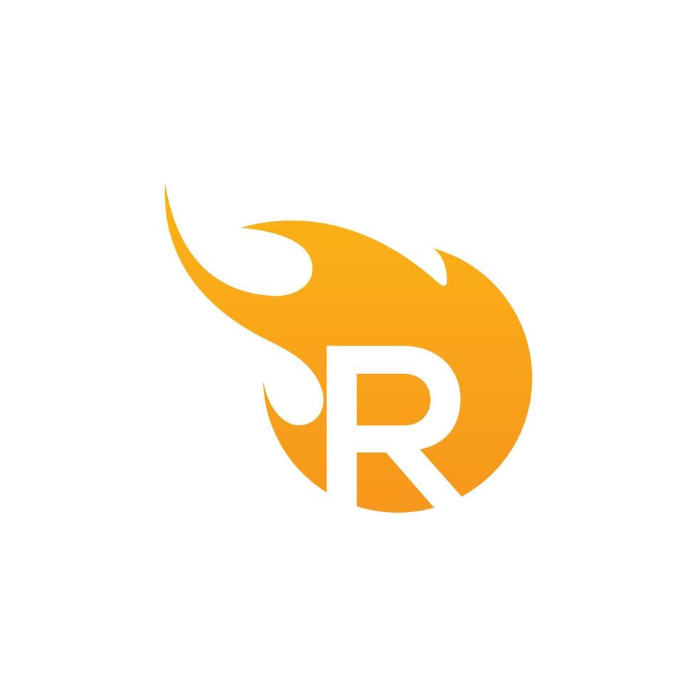 letra inicial r com design de vetor de logotipo de fogo.