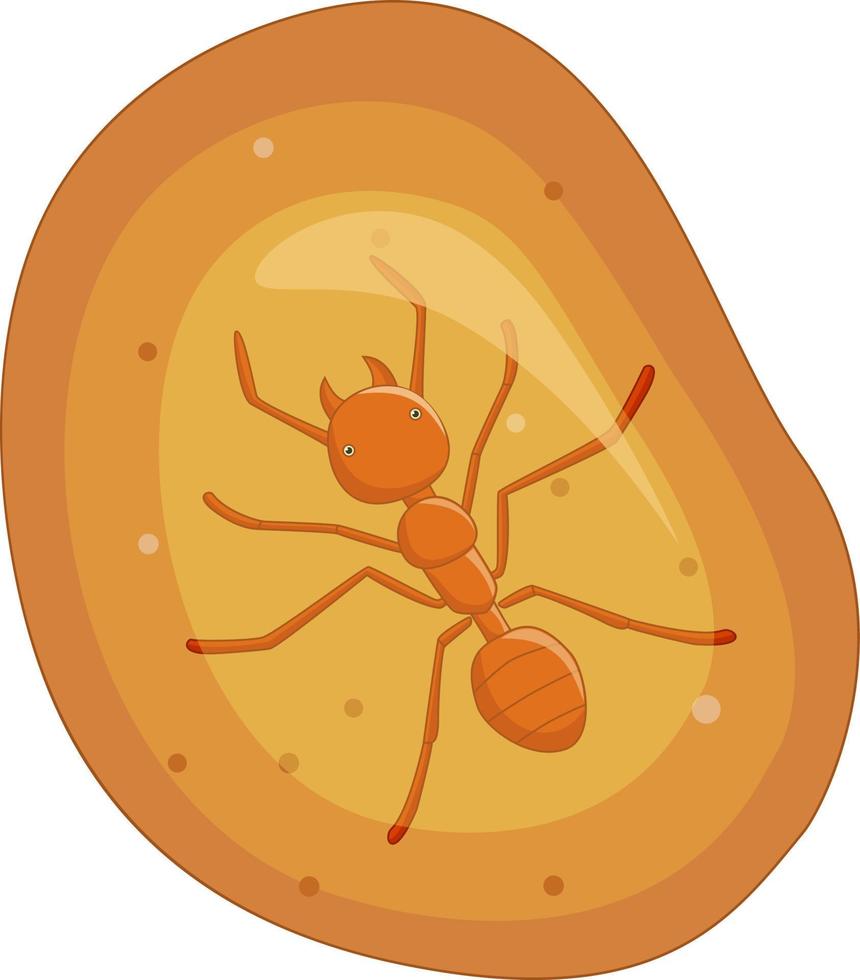 ilustração de formiga em fóssil amarelo âmbar vetor