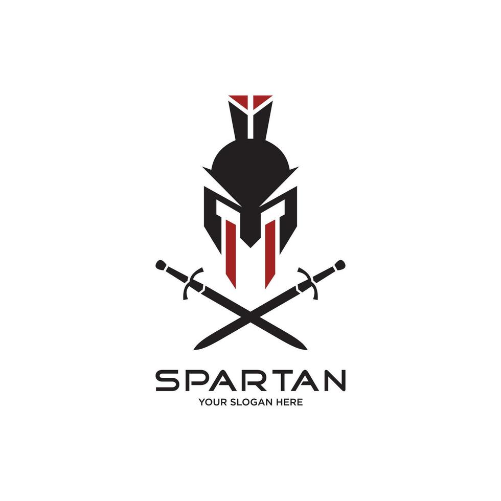 design de vetor de logotipo espartano cabeça com espada.