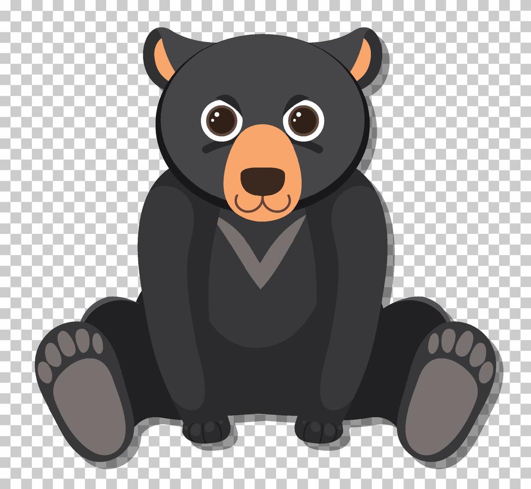 fofo urso preto em estilo cartoon plana vetor