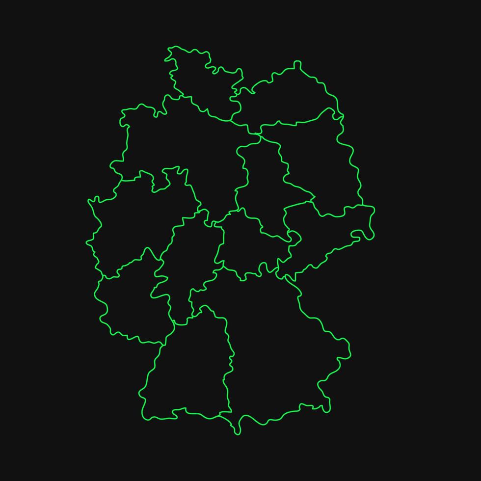 mapa da alemanha com regiões em um fundo branco vetor