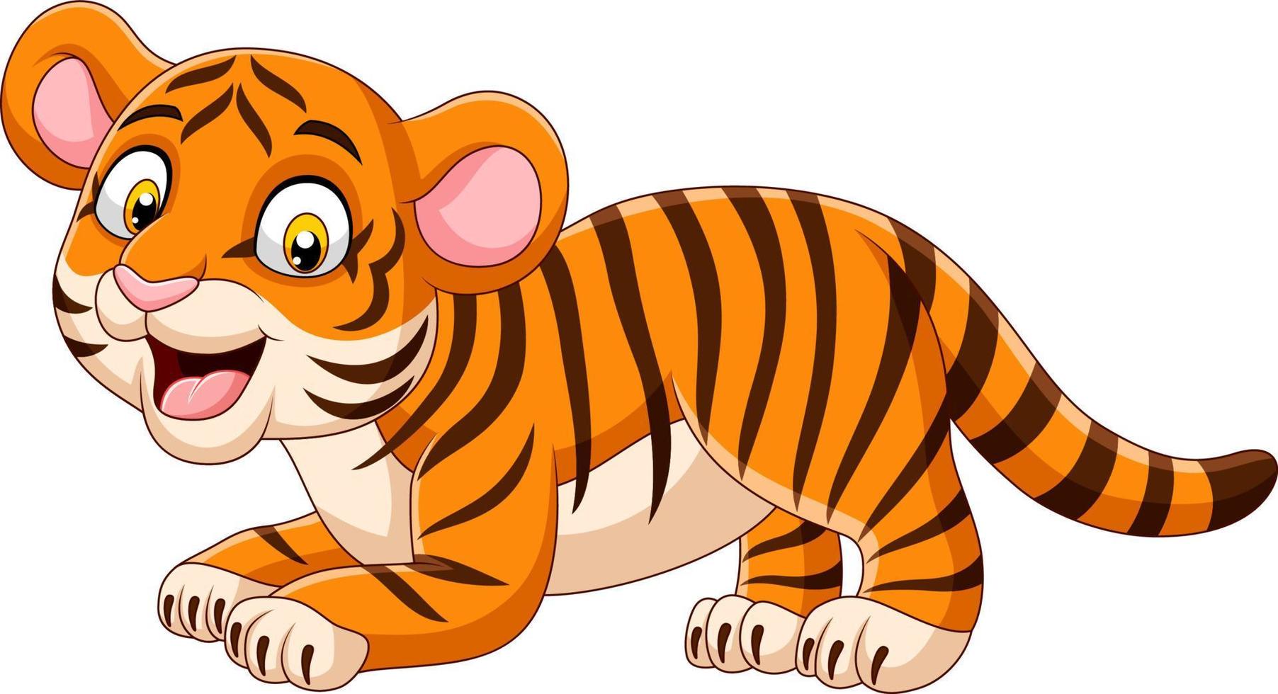 tigre bebê engraçado dos desenhos animados vetor