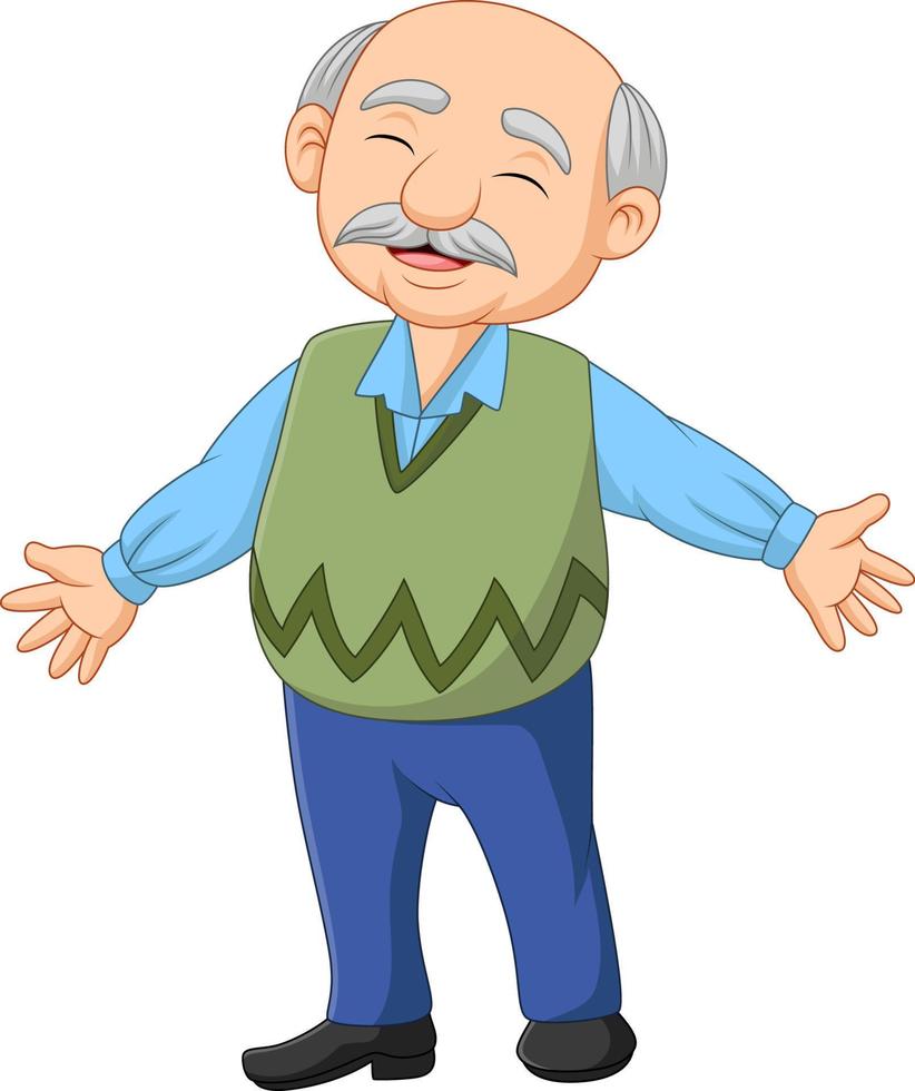 desenho animado feliz idoso idoso vetor