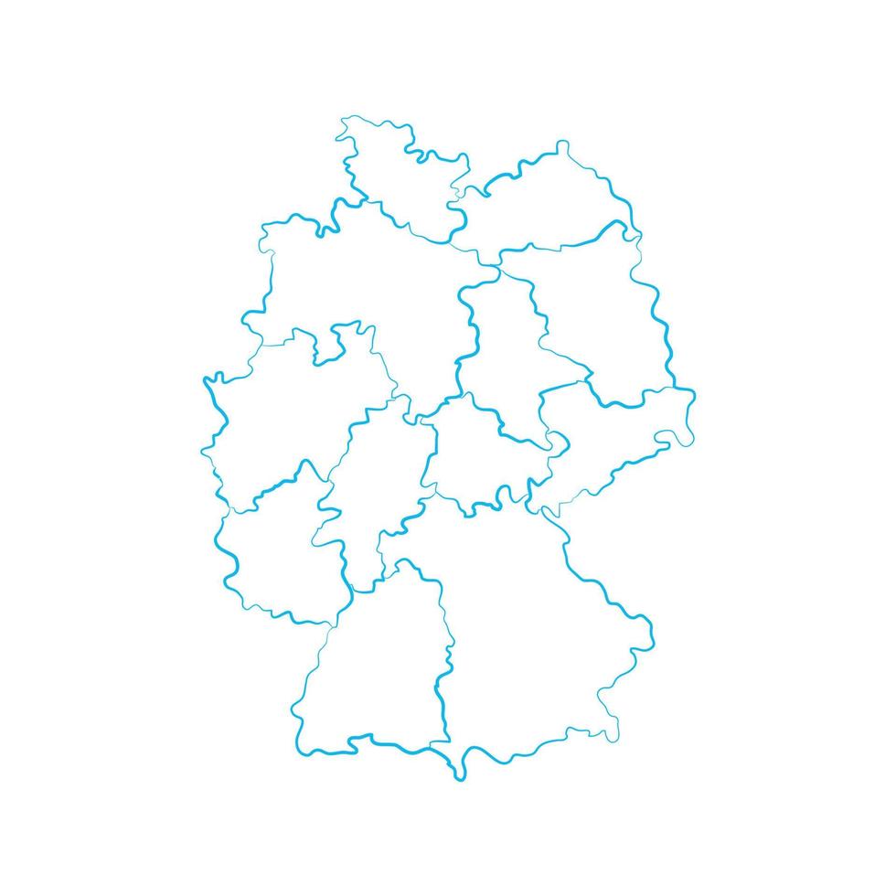 mapa da alemanha com regiões em um fundo branco vetor