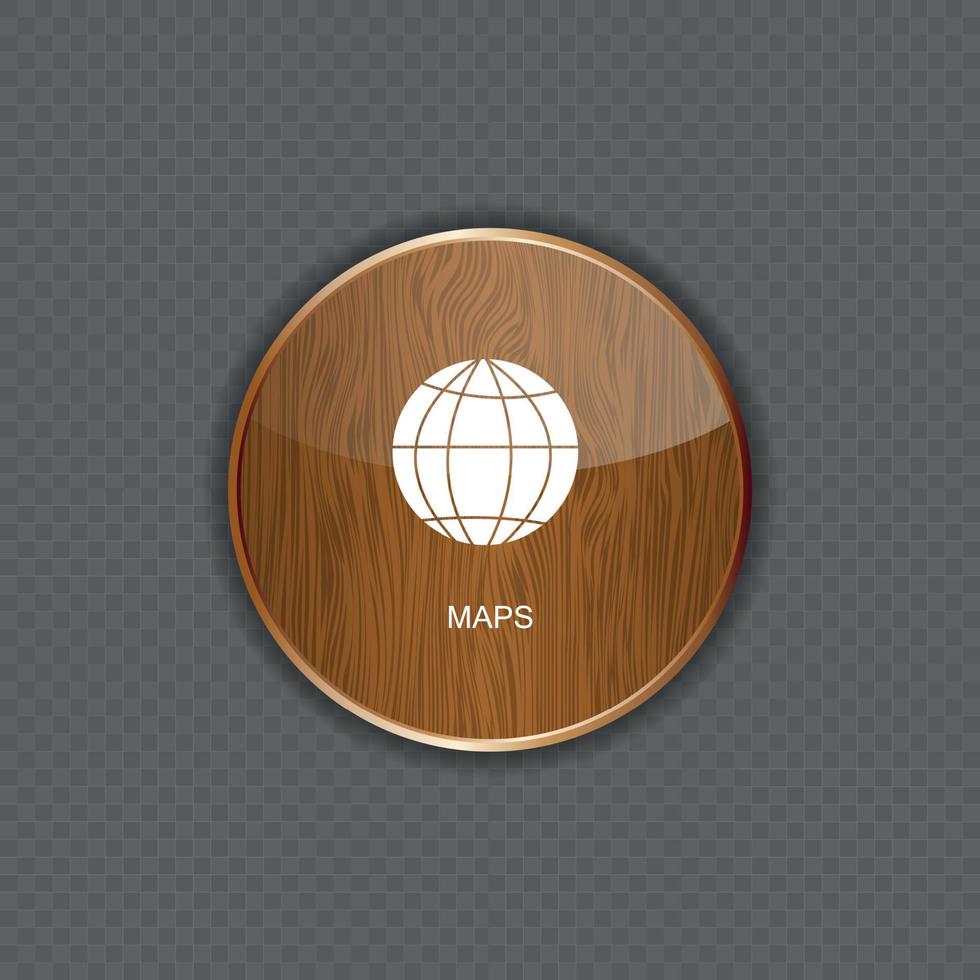 mapa de ilustração vetorial de ícones de aplicativo de madeira vetor