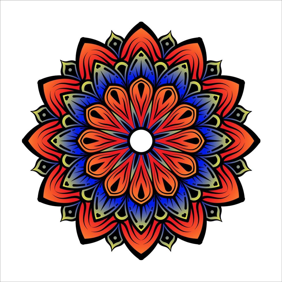 vetor de mandala com decoração redonda de cores bonitas