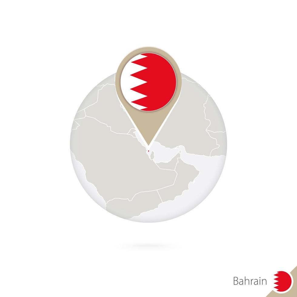 mapa do Bahrein e bandeira em círculo. mapa do Bahrein, pino da bandeira do Bahrein. mapa do Bahrein no estilo do globo. vetor