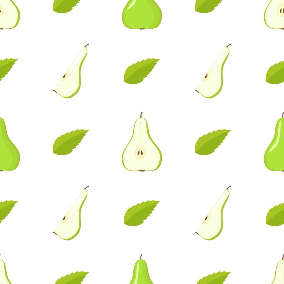 padrão plano sem costura de vetor de frutas veganas de pêra verde