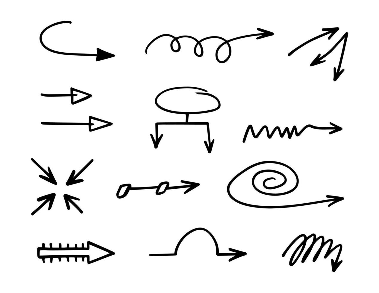 conjunto vetorial de setas desenhadas à mão, elementos para apresentação vetor