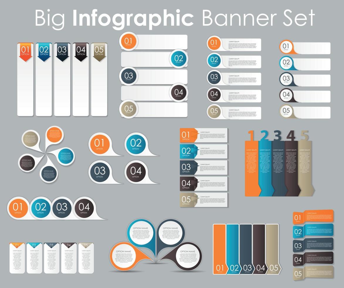 grande conjunto de modelos de banner de infográfico para ilustração vetorial de negócios vetor