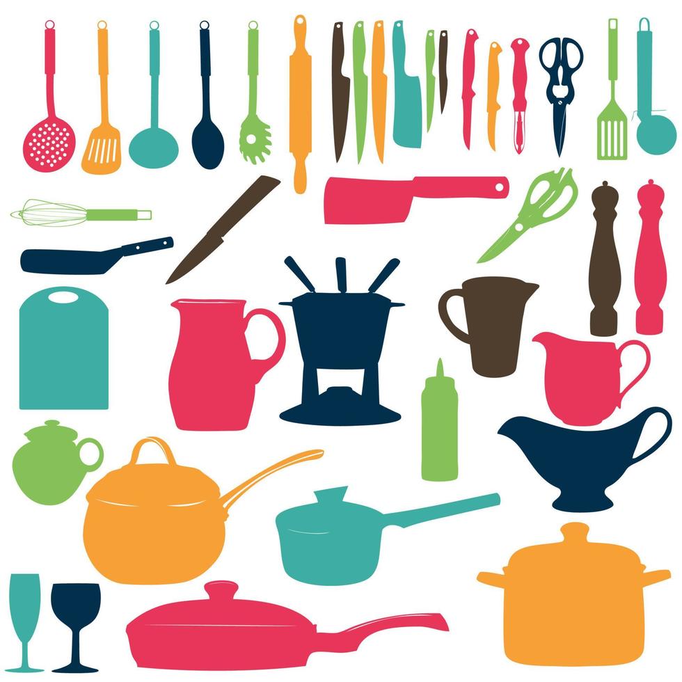 ilustração em vetor silhueta ferramentas de cozinha