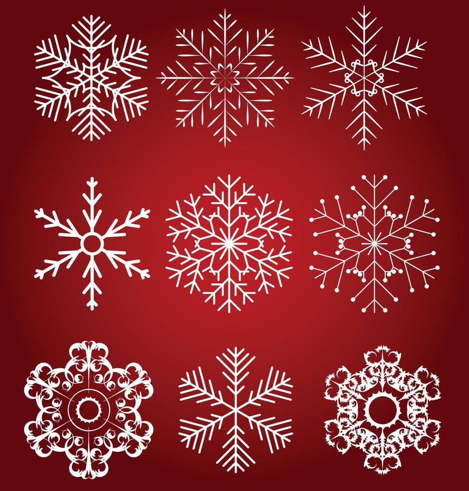 conjunto de ilustração vetorial de lindos flocos de neve vetor