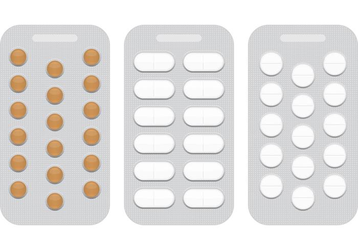 White Pills Em Blister Packs vetor