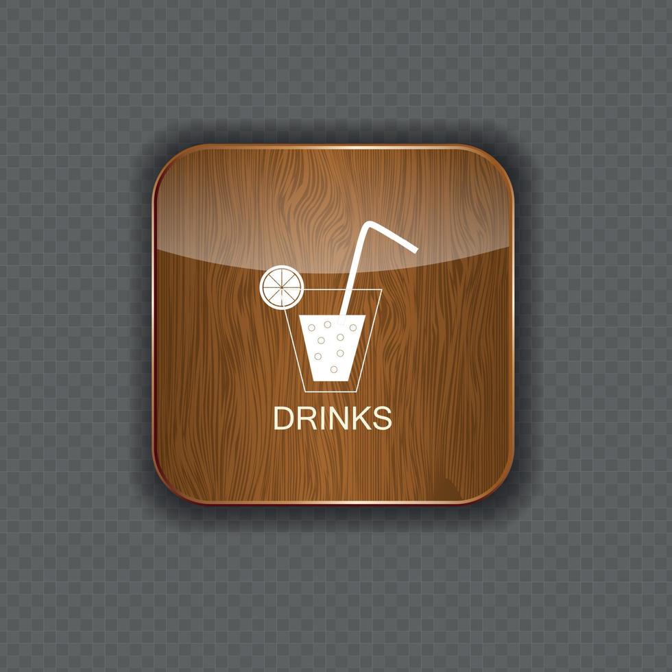 beber ícones de aplicativos de madeira vetor