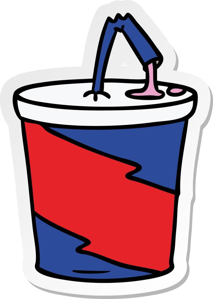 doodle de desenho de adesivo de bebida de fastfood vetor