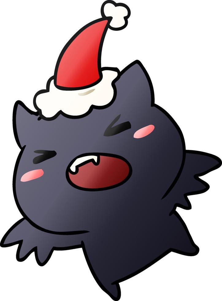 desenho de gradiente de natal de morcego kawaii vetor