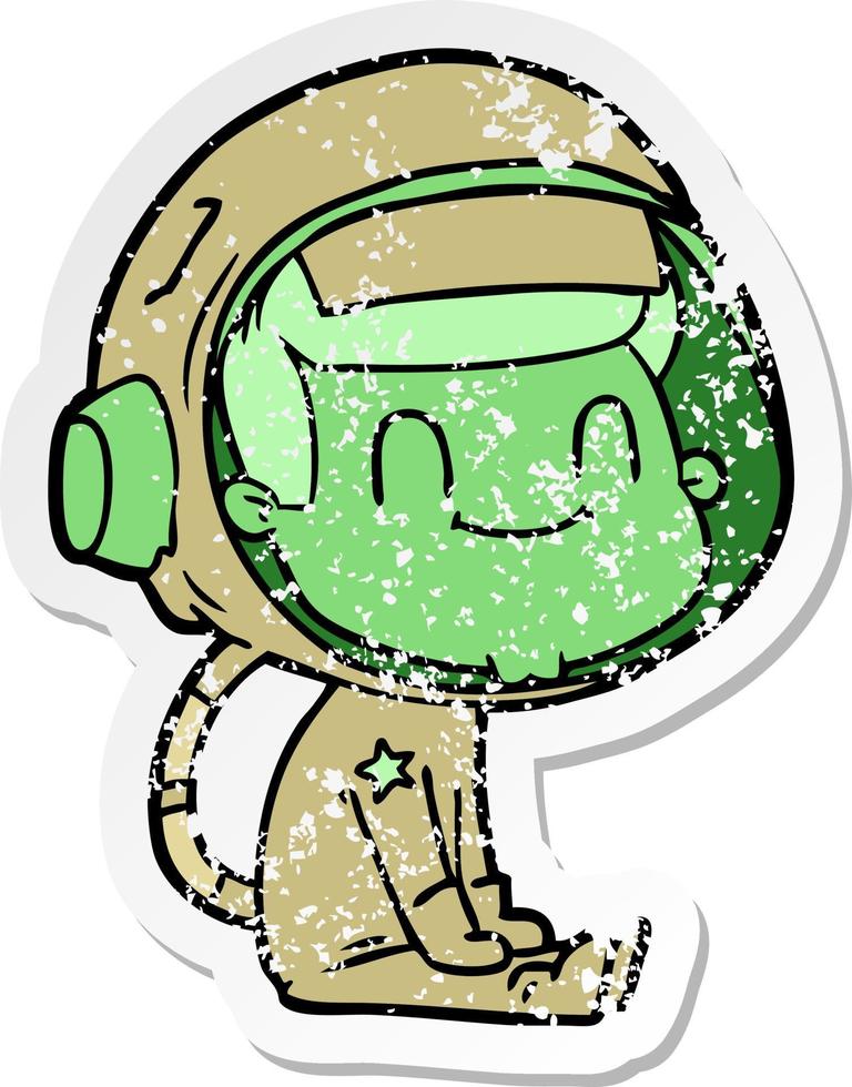 vinheta angustiada de um astronauta de desenho animado feliz vetor