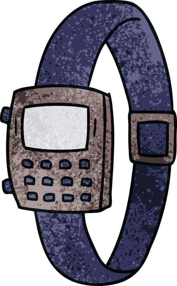 doodle de desenho texturizado de um relógio retrô vetor