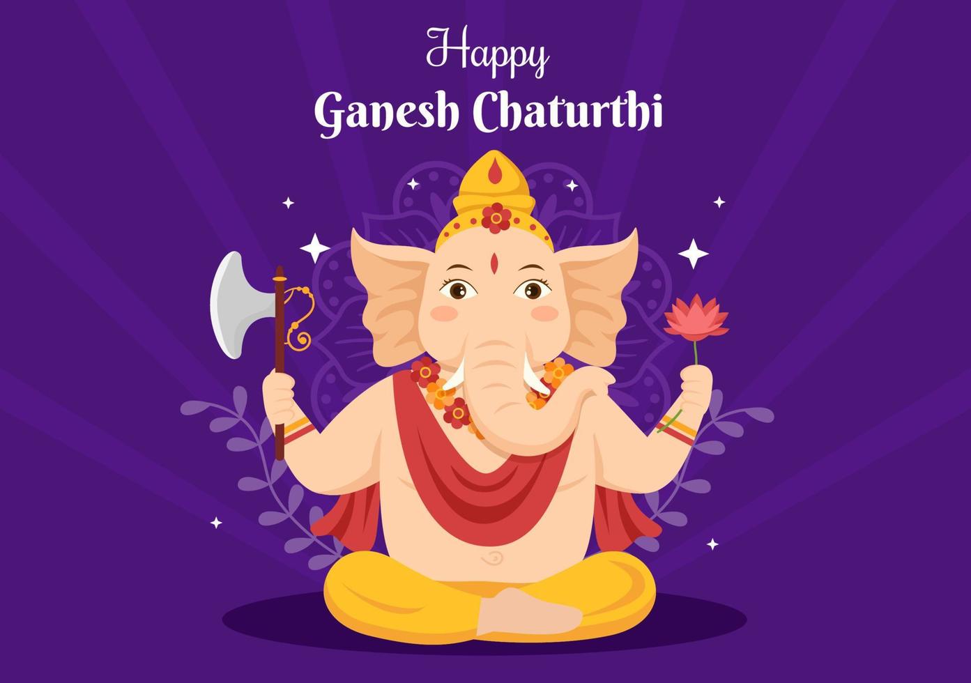 feliz ganesh chaturthi do festival na índia para comemorar sua chegada à terra em ilustração vetorial de fundo de estilo simples vetor