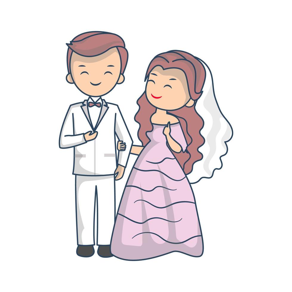 ilustração de casamento de casal de noivos vetor