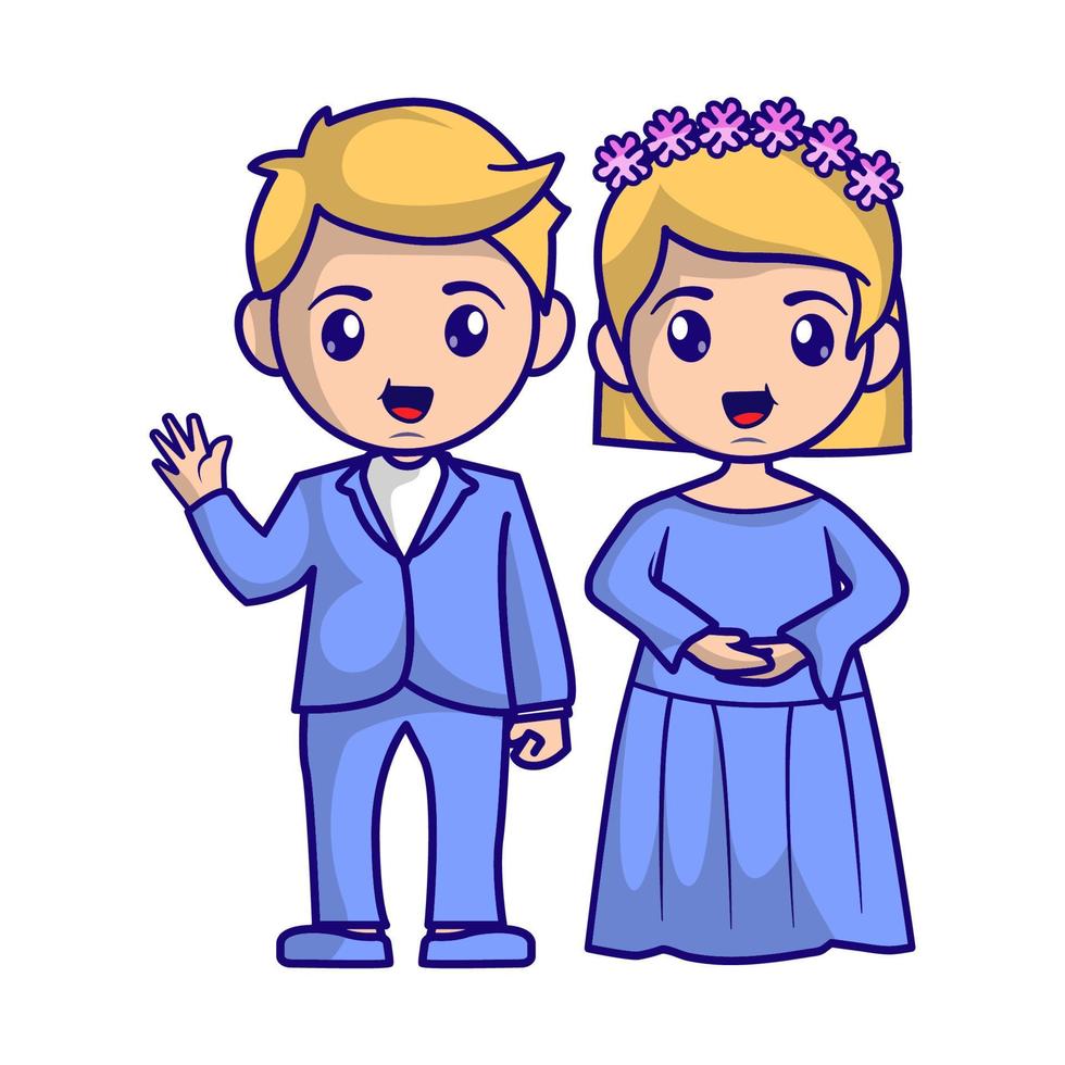 ilustração de casamento de casal de noivos vetor