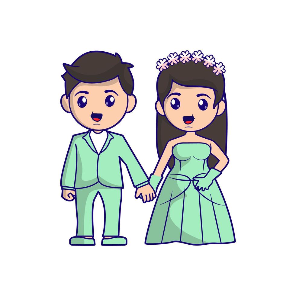 ilustração de casamento de casal de noivos vetor
