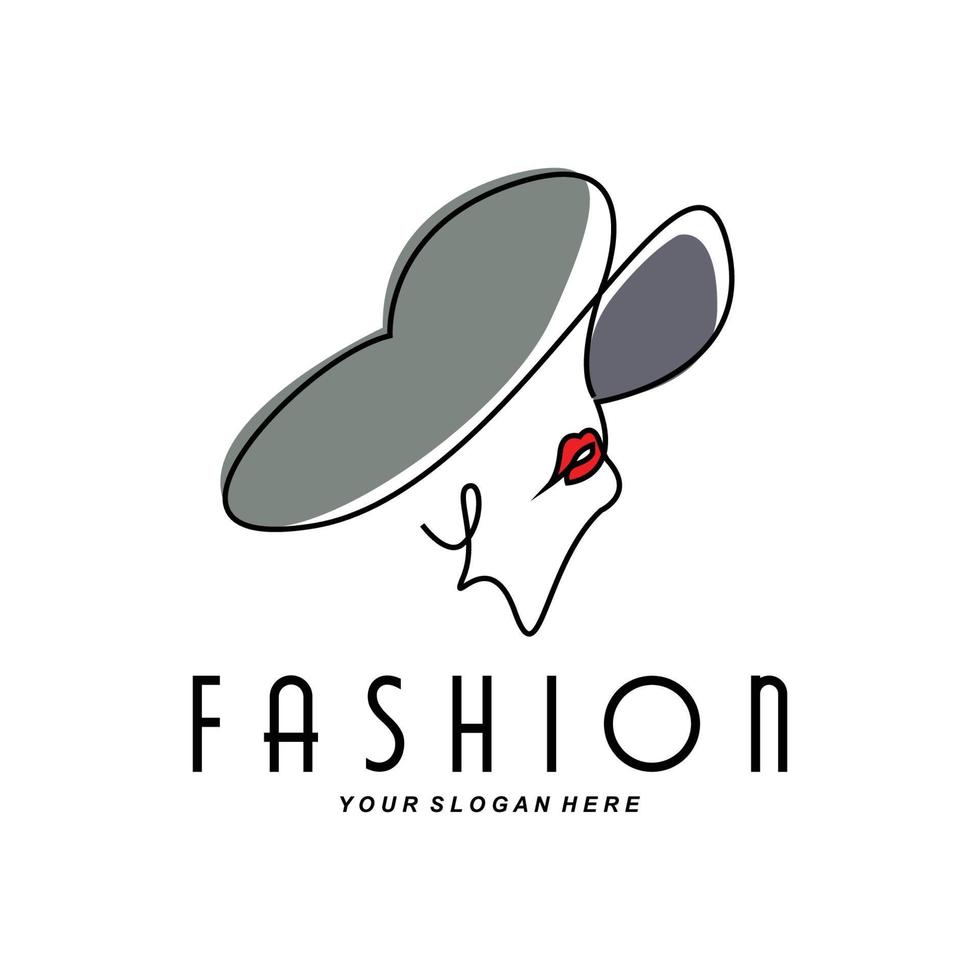 ilustração de design de logotipo de chapéu feminino acessórios de beleza de moda e cuidados com a marca do produto vetor