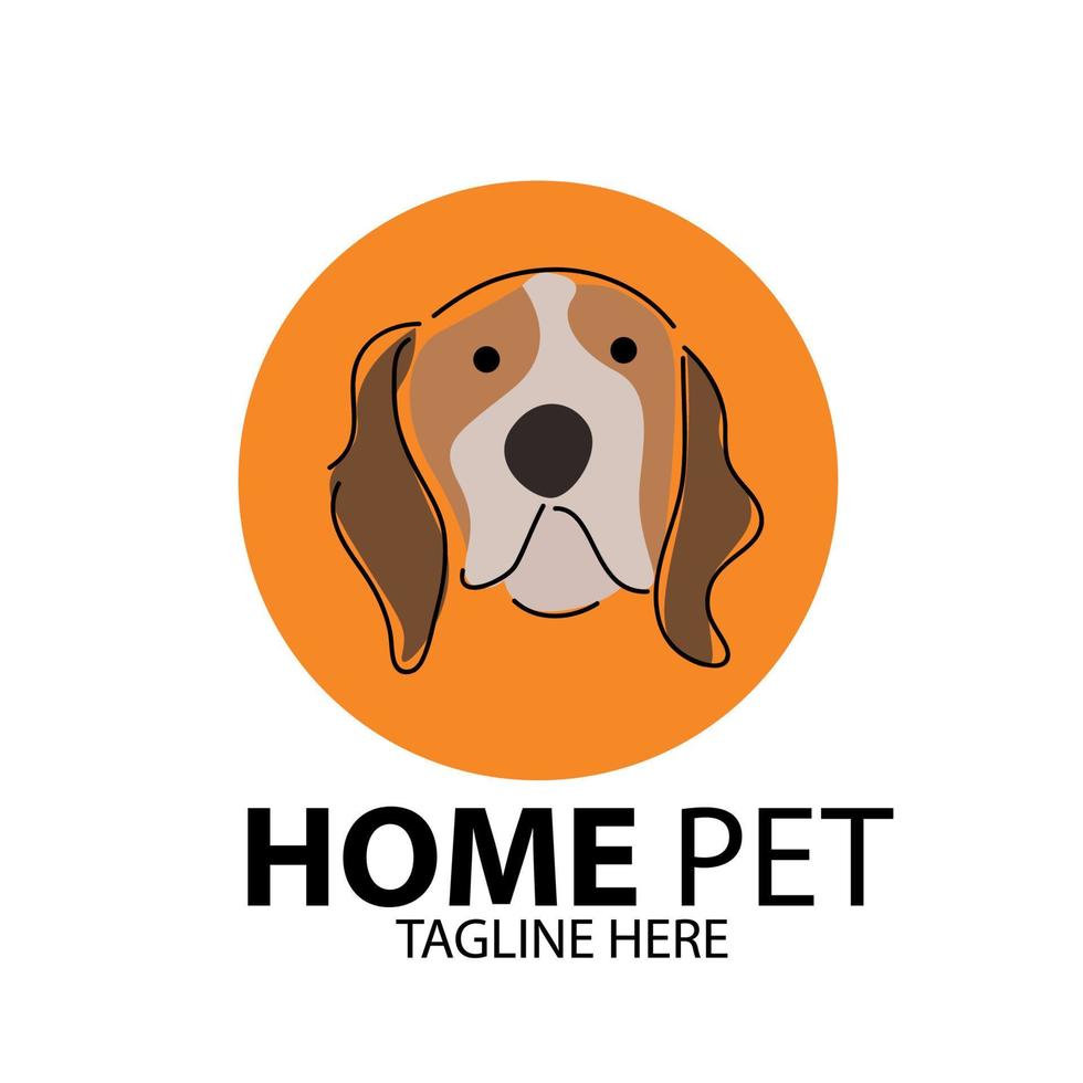 ilustração vetorial laranja de cabeça de cachorro de estimação em casa vetor