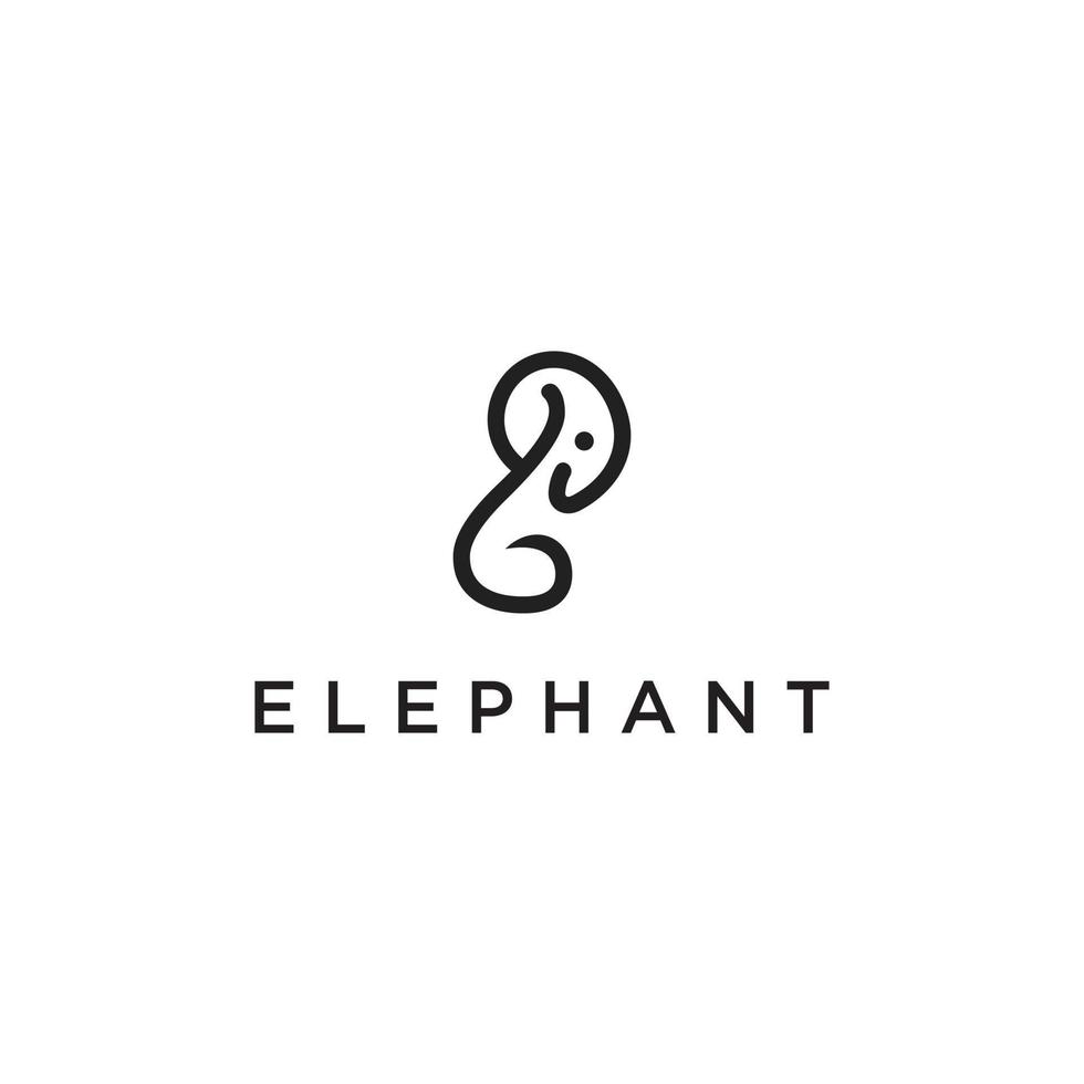 modelo de design de ícone de vetor de logotipo de linha elefante.