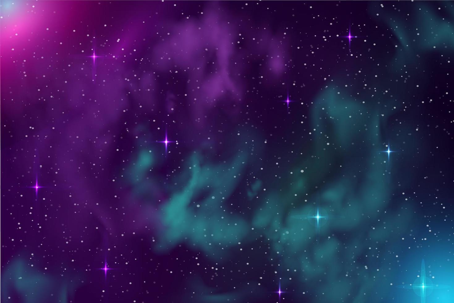 fundo de espaço horizontal com forma abstrata e estrelas. Designer de Web. explorando o espaço. ilustração em vetor de galáxia. conceito de banner da web.