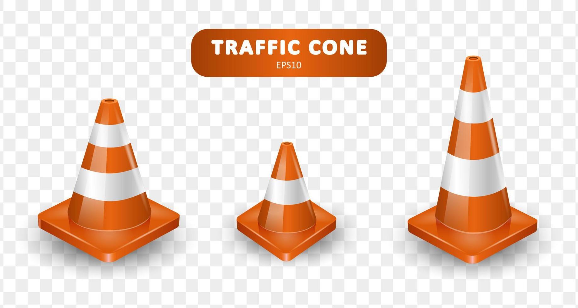 coleção de cones de trânsito. conjunto isométrico de ícones para web design isolado no fundo branco. ilustração vetorial realista. vetor