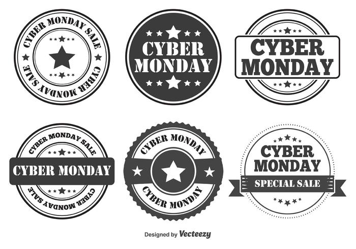Distintivos estilo retro da Cyber ​​Monday vetor