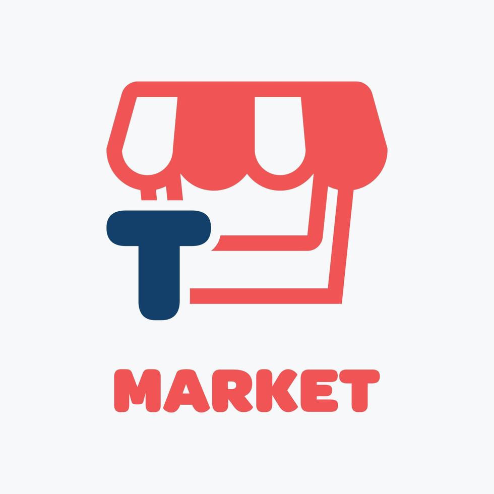alfabeto t logotipo do mercado vetor