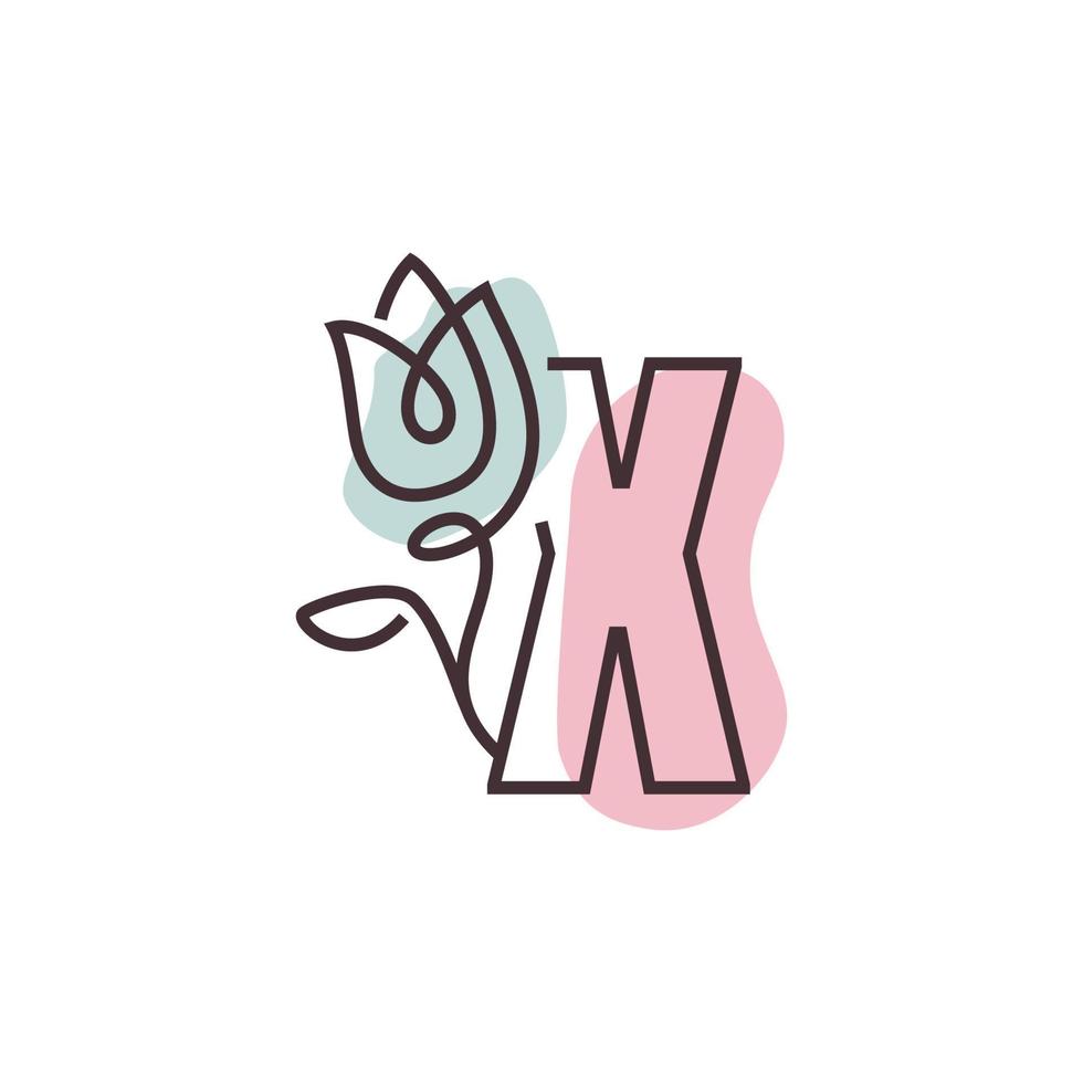 alfabeto de flores x logotipo vetor
