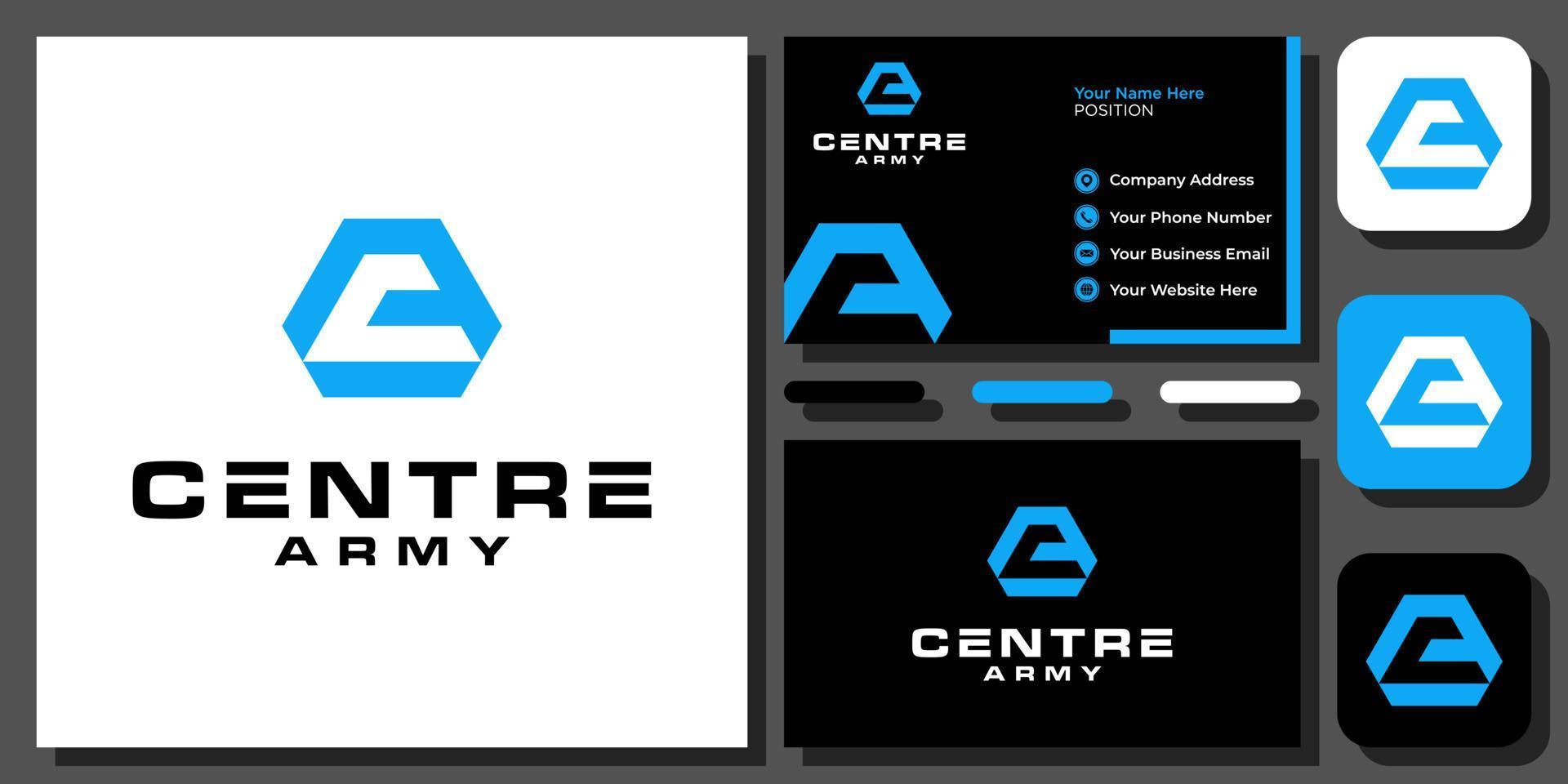 iniciais letra ca ac triângulo geométrico monograma espaço negativo design de logotipo de vetor com cartão de visita