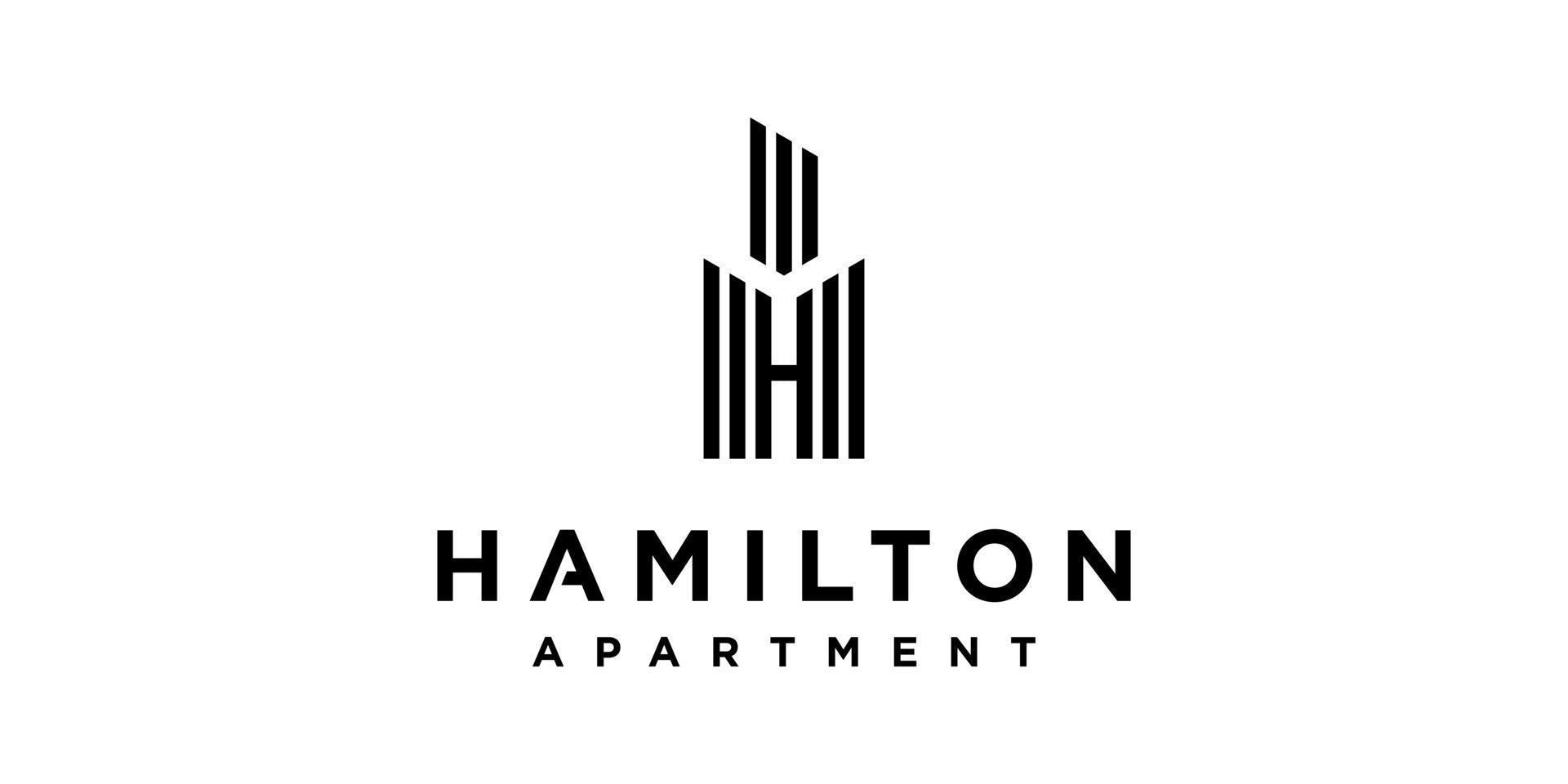 letra inicial h arquitetura de construção de prédio de apartamentos imobiliário vector design de logotipo
