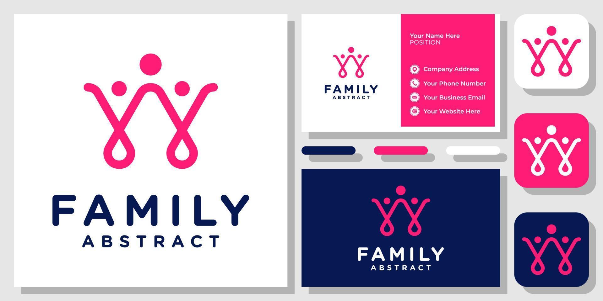 abstrato família feliz pessoas comunidade unidade cuidado amor amizade design de logotipo modelo de cartão de visita vetor