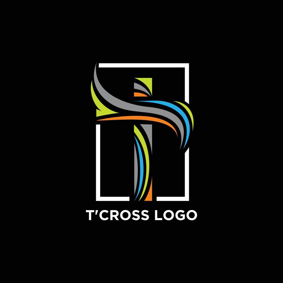 design do logotipo da cruz cristã com cor moderna do conceito inicial t vetor