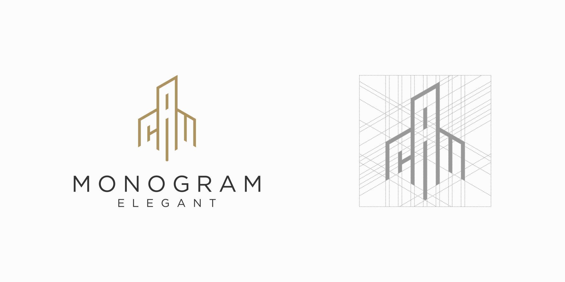 iniciais letra cam cam ouro geométrico elegante luxo mínimo design de logotipo de vetor de monograma