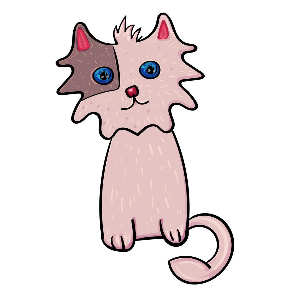 gato no estilo de desenho animado doodle vetor