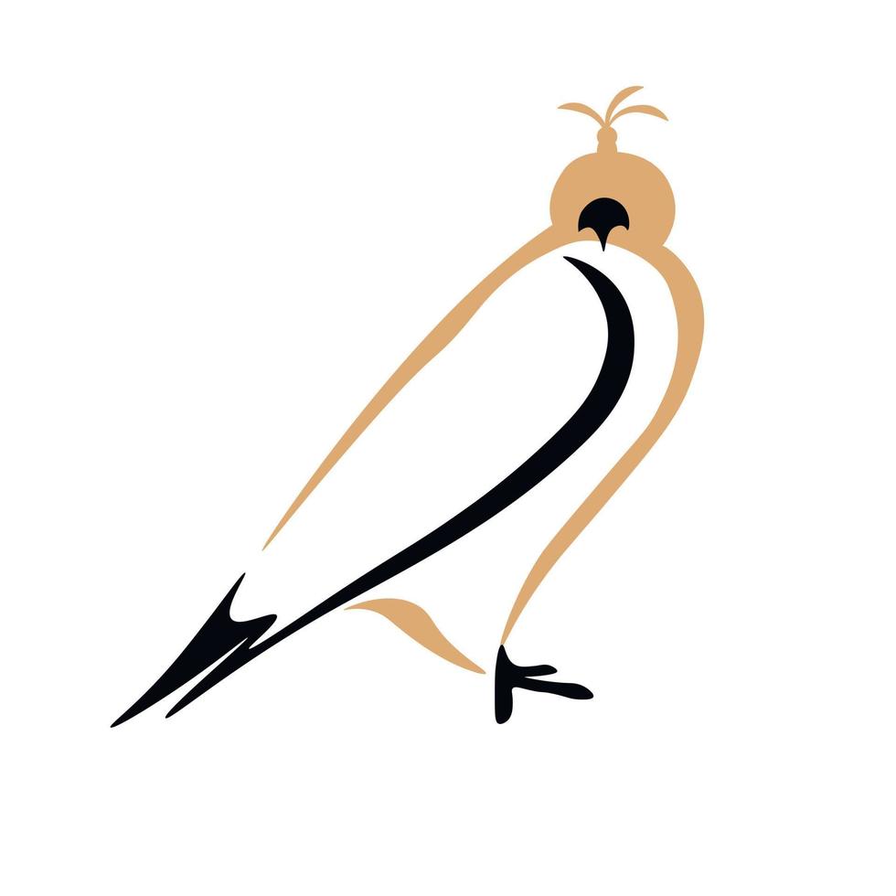 ilustração de estoque vetorial de falcão. silhueta preta monocromática de um falcão. close-up de pássaro sentado. Isolado em um fundo branco. vetor
