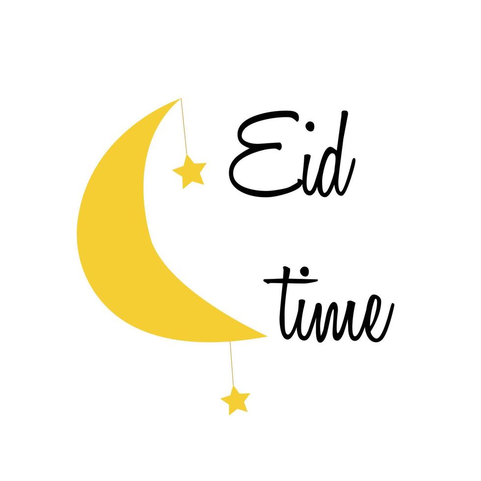 ilustração de design de impressão de festa de celebração eid com lua nova. decoração de cartaz de conceito de tempo eid para presentes e cartões de família. vetor