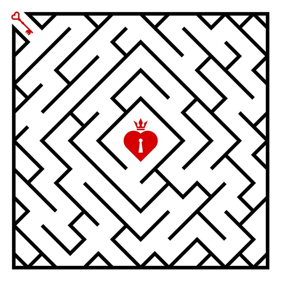 jogo de quebra-cabeça labirinto de coroa de coração vetor