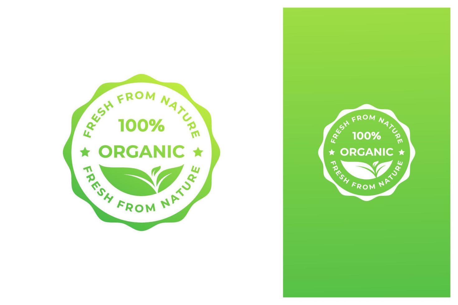 design de logotipo de vetor de selo de selo de etiqueta de crachá natural fresco orgânico