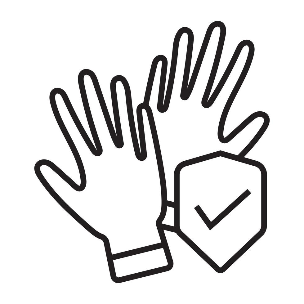 ícone de arte de linha de proteção de mão com conceito de duas luvas para aplicativos ou sites vetor