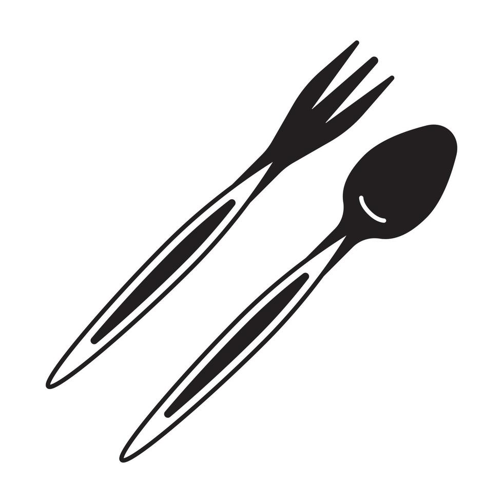 ícone de vetor plano um par de colheres e garfos para aplicativos ou sites