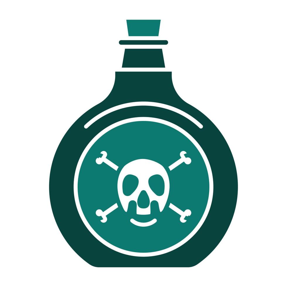 garrafa de veneno de ícone de vetor de cor plana ou produtos químicos venenosos com ossos cruzados para aplicativos ou sites